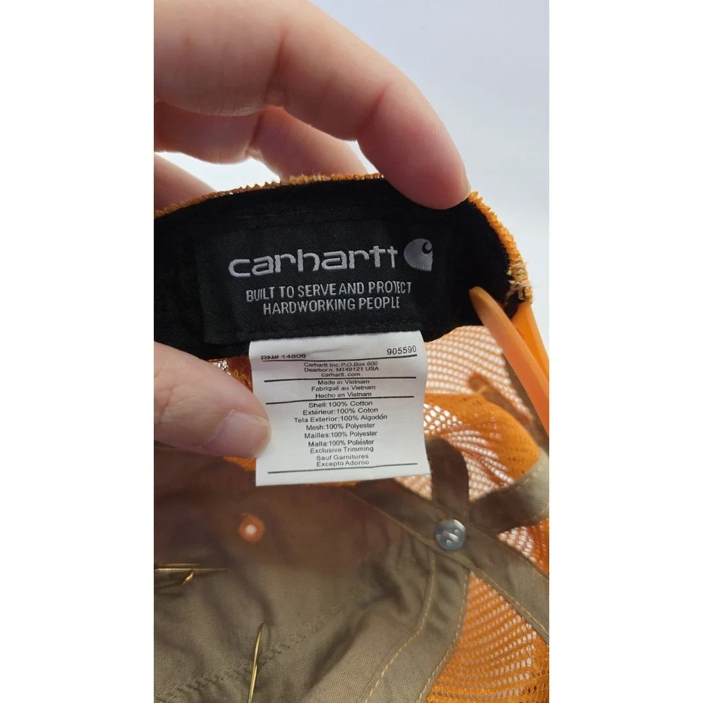Carhartt Trucker Hat Orange Mesh Snapback Custom Patch Graphic OSFA  Big Bird